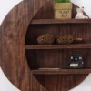 Moon Shape Designer Wooden Wall Shelf / Book Shelf, Walnut Finish - Image 5