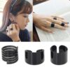 3 Pcs Punk Fashion Rings for Women | Black Stack Plain Above Knuckle Ring Band Midi Finger Ring Set - Image 4