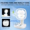 Mini USB Rechargeable Fan Desktop Foldable with Led Light | 3 Speed Adjustable For Household Bedroom For Office Home Cooling (Random colors) - Image 4