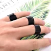 3 Pcs Punk Fashion Rings for Women | Black Stack Plain Above Knuckle Ring Band Midi Finger Ring Set - Image 8
