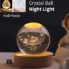 3D Solar System Crystal Ball Night Light | Crystal Ball Night Light with Wooden Base, Clear Glass Ball Light,  Galaxy Crystal Ball Nightlight, As a Birthday Gift for Teens Boys and Girls (Random Designs)