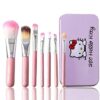hello Kitty Set of 7 Pieces Complete Makeup Mini Brush Kit with a Storage  Box - Image 17