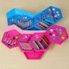 46 PIECES 4 TIERS Hexagon Color Kit CARTOON COLOR ART DRAWING GIFT SET PRESENT -DISNEY HELLO KITTY, CARS MCQUEEN, MICKEY, FROZEN, BARBIE, PRINCESS, POOH, SPONGEBOB, SPIDERMAN (Random colors & designs) - Image 8
