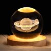 3D Solar System Crystal Ball Night Light | Crystal Ball Night Light with Wooden Base, Clear Glass Ball Light,  Galaxy Crystal Ball Nightlight, As a Birthday Gift for Teens Boys and Girls (Random Designs) - Image 4