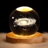 3D Solar System Crystal Ball Night Light | Crystal Ball Night Light with Wooden Base, Clear Glass Ball Light,  Galaxy Crystal Ball Nightlight, As a Birthday Gift for Teens Boys and Girls (Random Designs) - Image 3