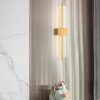 Modern Wall Lamp Straight Line Vertical Led Light | Gold Bedroom Bedside Lamp - Minimalist Living Room Background Wall Aisle Wall Lamp for Living Room, Hall, Dining Table, Bedroom, Corridor, Restaurant Home Décor & Indoor Lightings (Gold) - Image 2