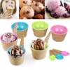 Ice Cream Bowl and Spoon Set Tableware Plastic Cartoon Egg Cone Children Fruit Sala Dessert Bowl Small Plate Kitchen Accessories (Random colors) - Image 2