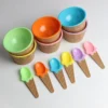 Ice Cream Bowl and Spoon Set Tableware Plastic Cartoon Egg Cone Children Fruit Sala Dessert Bowl Small Plate Kitchen Accessories (Random colors) - Image 5