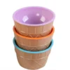 Ice Cream Bowl and Spoon Set Tableware Plastic Cartoon Egg Cone Children Fruit Sala Dessert Bowl Small Plate Kitchen Accessories (Random colors) - Image 4