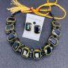 Premium Quality Stones Choker Necklace With Earrings Set - Image 17