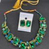 Premium Quality Stones Choker Necklace With Earrings Set - Image 5