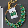 Premium Quality Stones Choker Necklace With Earrings Set - Image 6
