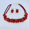 Premium Quality Stones Choker Necklace With Earrings Set - Image 9