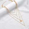 Multi layer Chain for Women Gold Choker Necklace Bar Disc Long Choker  | Party Prom Festival Gold Jewelry for Women and Girl