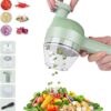 4 in 1 Handheld Electric Vegetable Cutter Wireless Food Processor for Garlic Pepper Chili Onion Celery Ginger Meat with Brush