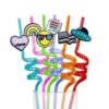 Pack of 4 Kids Twisted Cartoon Reusable Straw | Drink, water, milk | Glass Cup for birthday, wedding, party  (random colors and design)