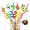 Pack of 4 Kids Twisted Cartoon Reusable Straw | Drink, water, milk | Glass Cup for birthday, wedding, party  (random colors and design) - Image 4