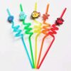 Pack of 4 Kids Twisted Cartoon Reusable Straw | Drink, water, milk | Glass Cup for birthday, wedding, party  (random colors and design) - Image 5