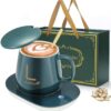 Electric Heated Coffee Mug with Temperature Controlled Pad | Heating Coaster for Home Office Milk Tea Water Heating Mat Smart Thermostatic Warmer Pad