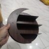 Moon Shape Designer Wooden Wall Shelf / Book Shelf, Walnut Finish - Image 2