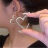 Golden Heart Shape Elegant Zircon Earrings  Material Alloy For Girls - Image 3