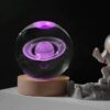 3d crystal moon randomly design Crystal Planet Globe 3D Laser Engraved Solar System Ball with Touch Switch LED Light Base Astronomy Decor (random ) - Image 4