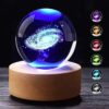 3d crystal moon randomly design Crystal Planet Globe 3D Laser Engraved Solar System Ball with Touch Switch LED Light Base Astronomy Decor (random ) - Image 9
