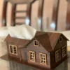 Wooden Tissue Box with Beautiful house design - Image 3
