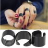 3 Pcs Punk Fashion Rings for Women | Black Stack Plain Above Knuckle Ring Band Midi Finger Ring Set - Image 3