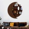 Moon Shape Designer Wooden Wall Shelf / Book Shelf, Walnut Finish - Image 7