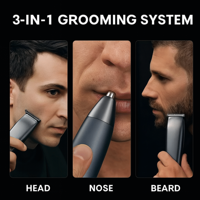 Rechargeable 3-in-1 Trimmer & Face Shaver for Men in Pakistan | Made in Germany | Premium Grooming Kit with 3-Year Guarantee - Image 3